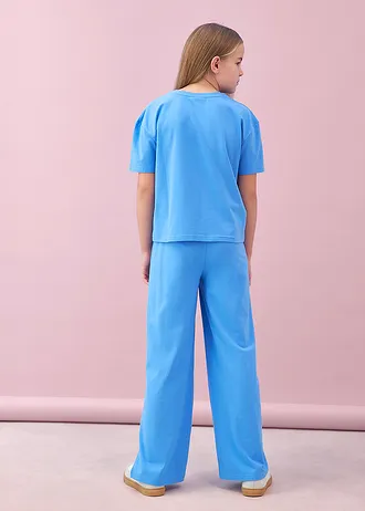 T-shirt et pantalon (ens. 2 pces) en coton extensible • bleu moyen • Boutique bonprix