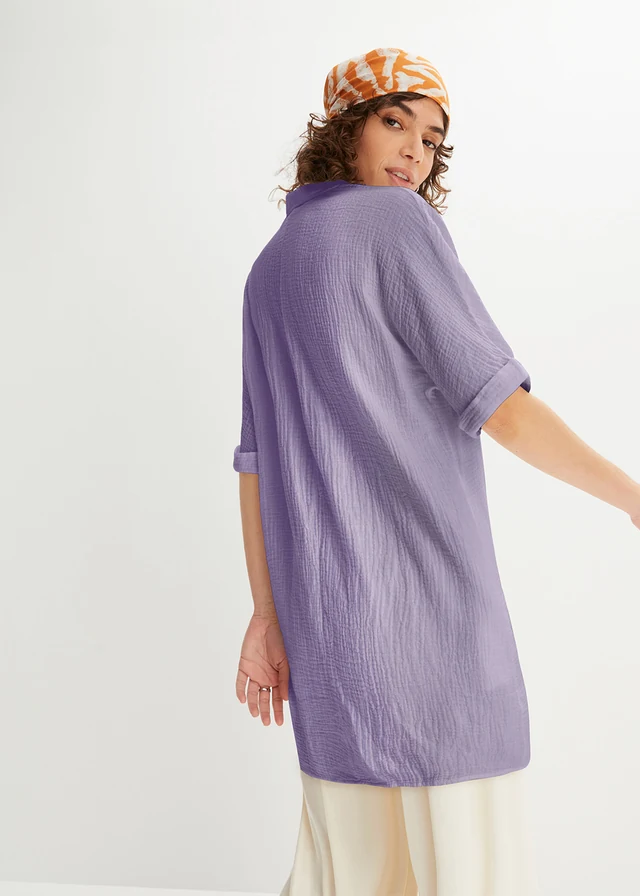 Lange, oversized blouse van mousseline • rookviolet • product-page.page-title-suffix