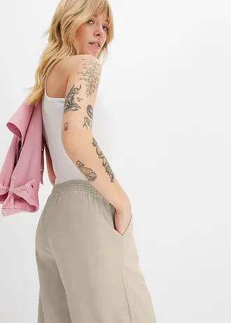 Pantalon palazzo en lin mélangé • sable clair • Boutique bonprix