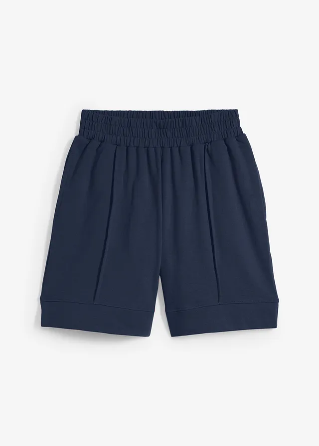 Short sweat en coton mélangé, Couleur: bleu foncé