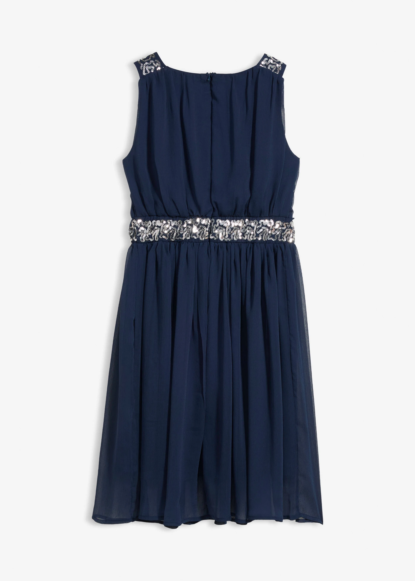 Robe en mousseline avec ceinture ornée de sequins • bleu foncé • Boutique bonprix