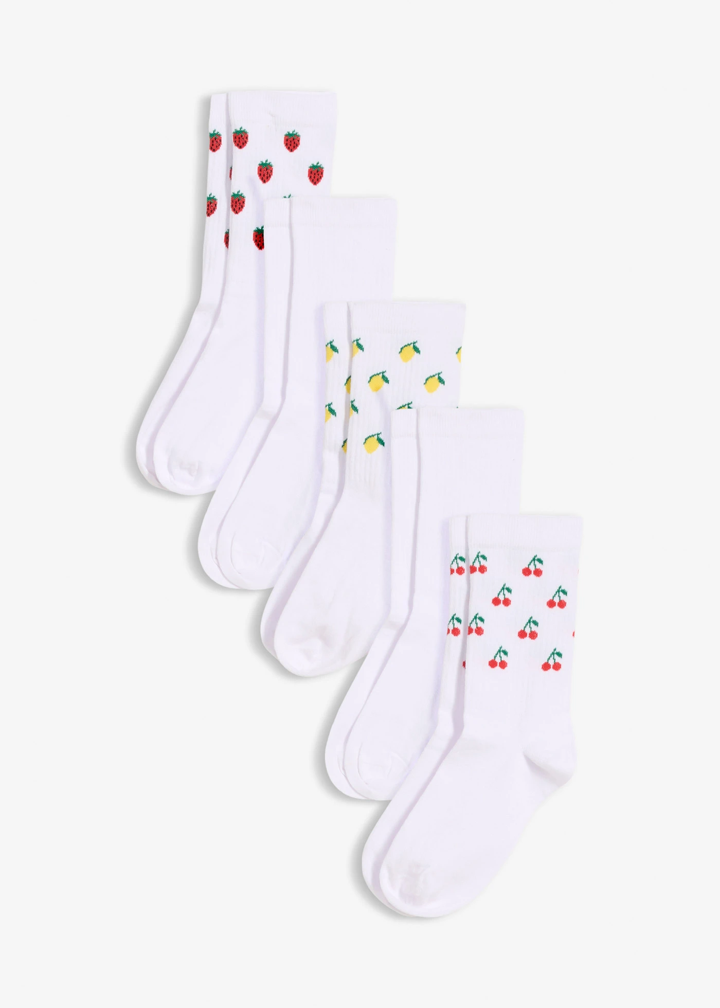 Tennissokken met biologisch katoen (5 paar) • wit + allover print • bonprix online shop