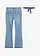 Flared jeans met ceintuur, mid waist (2-dlg. set), Kleur: lichtblauw denim