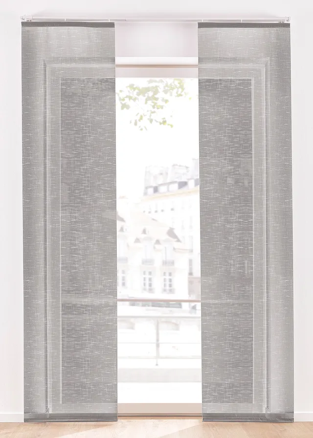 Panelová záclona v plátenom vzhľade (1 ks v balení) • sivá • obchod bonprix