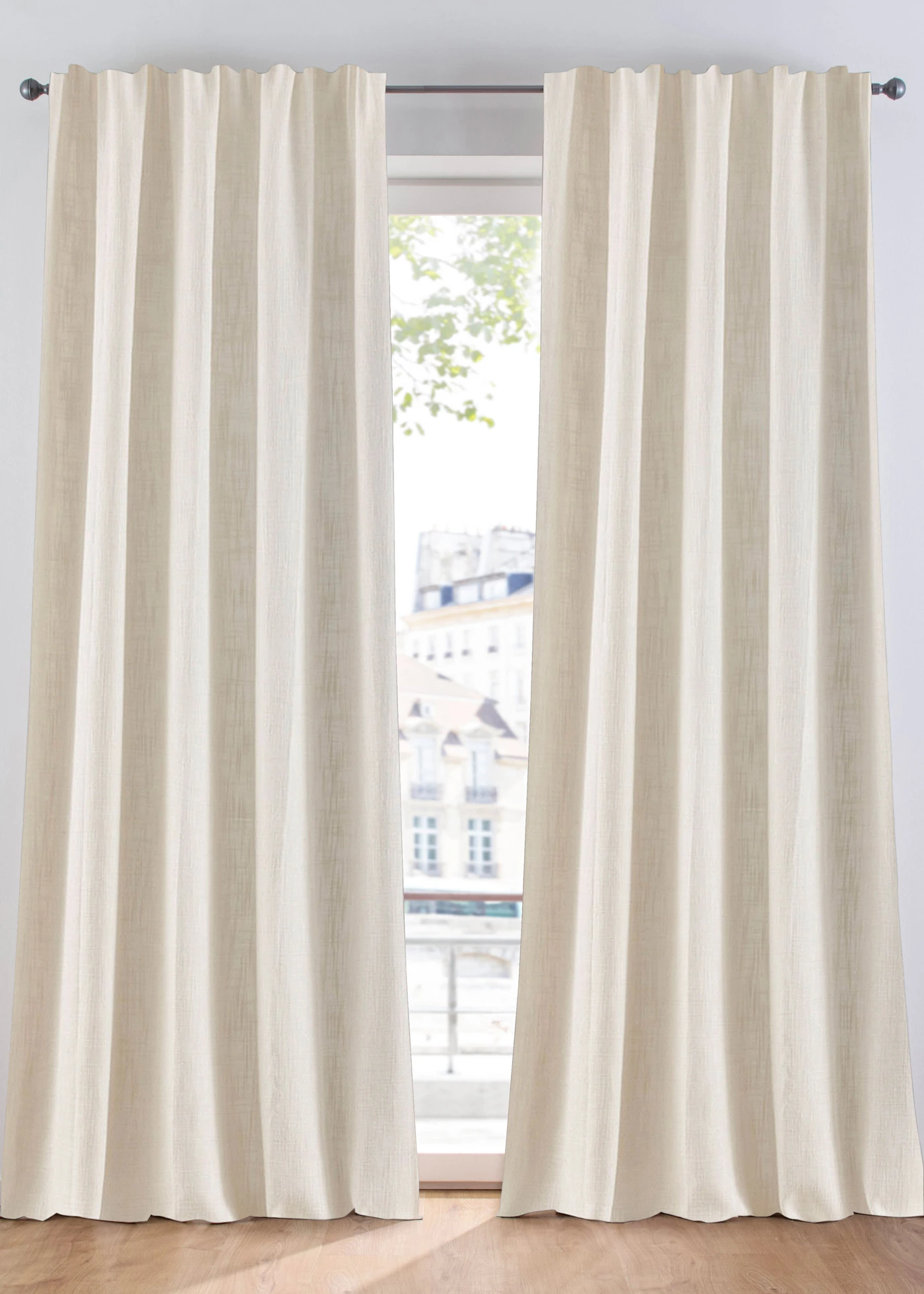 Rideau opaque et texturé (1 pce) • vanille chiné • Boutique bonprix