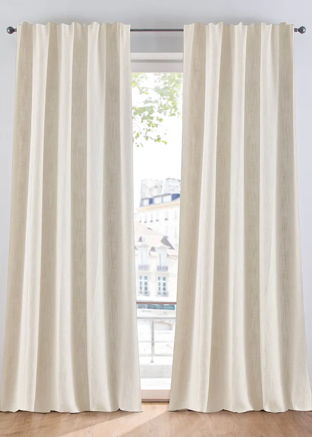 Ondoorzichtig gordijn met structuur (1 stuk) • wolwit • bonprix online shop