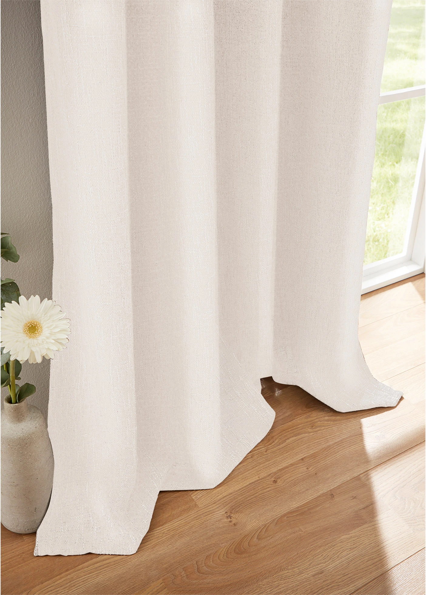 Ondoorzichtig gordijn met structuur (1 stuk) • wolwit • bonprix online shop