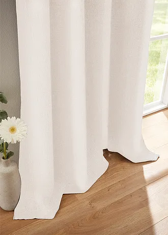 Draperie opacă din material texturat (1 buc.), culoare: galben-vanilie melanj