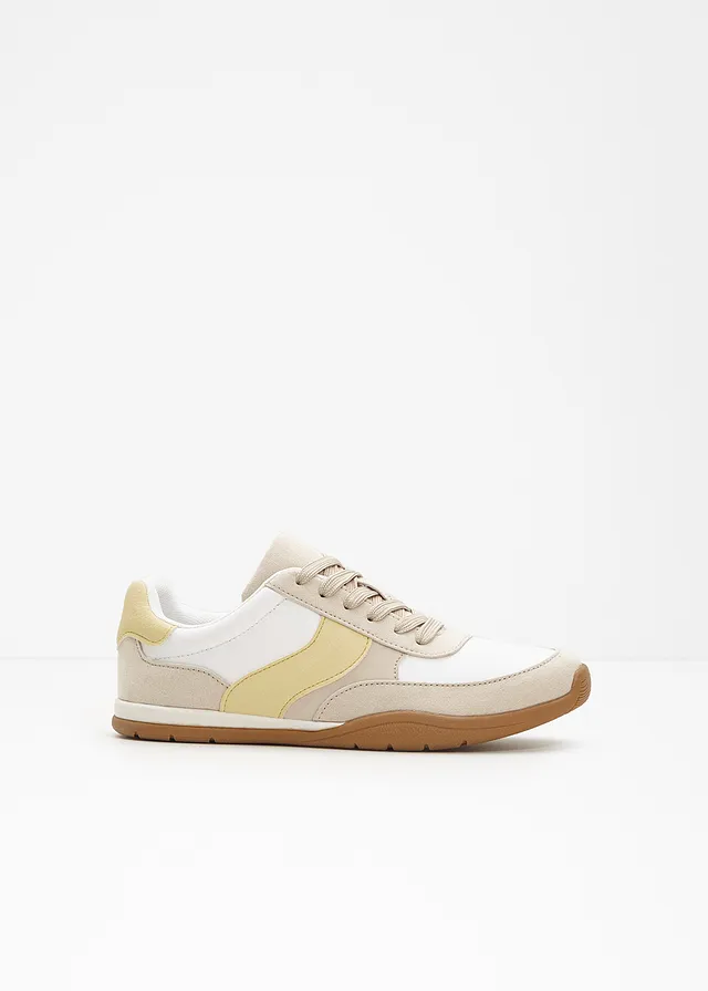 Sneakers in retrolook • wit-lichtsand-lichtgeel • bonprix online shop