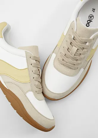 Sneakers au look rétro • blanc-sable clair-jaune clair • Boutique bonprix