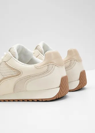 Sneakersy Chunky ze wstawką z siateczki • biały perłowy-beżowy • sklep bonprix