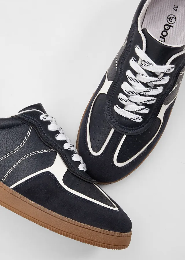 Sneakers in retrolook, Kleur: donkerblauw