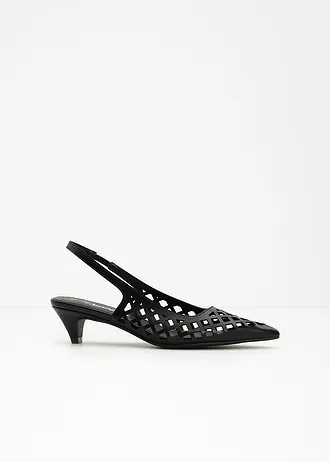 Escarpins slingback perforés, Couleur: noir