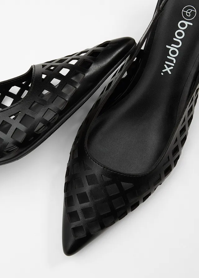 Slingback pumps met cut-outs, Kleur: zwart