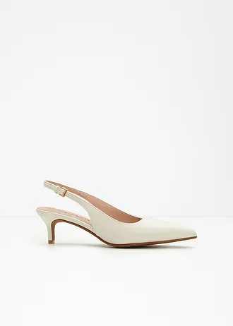 Escarpins slingback à petit talon fin, Couleur: blanc nacré
