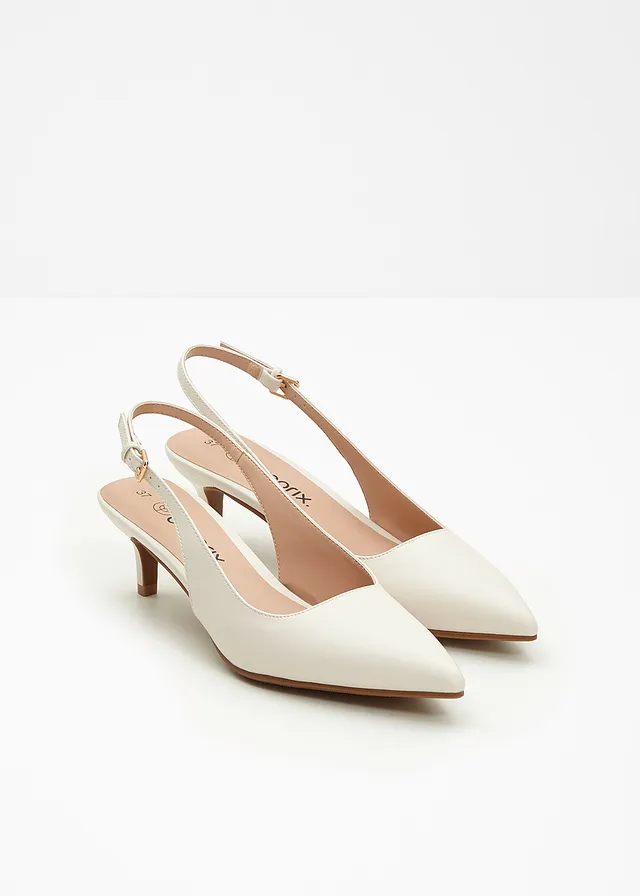 Slingback pumps met smalle hak • parelwit • product-page.page-title-suffix