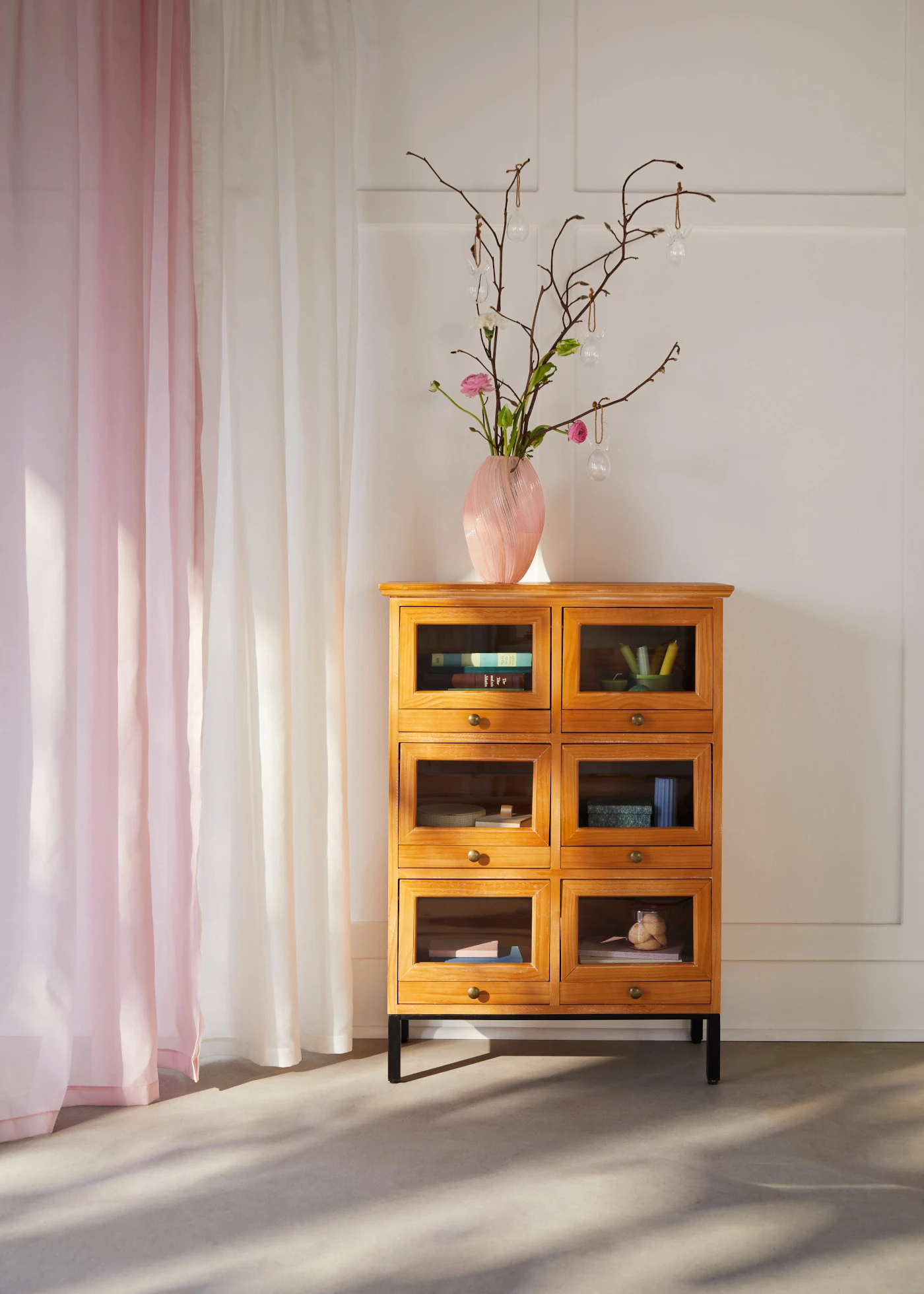 Gordijnen van gerecycled materiaal (2 stuks) • lichtroze • bonprix online shop