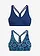 Biustonosz bikini bustier z tyłem typu bokserka (2 szt._, kolor: kobaltowy+niebieski ze wzorem