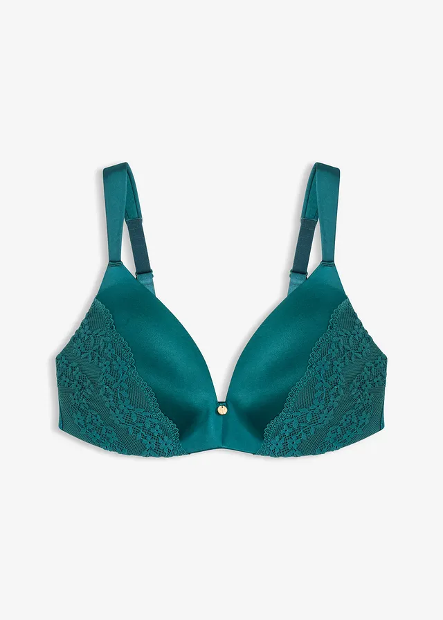 Soutien-gorge à coques sans armatures, bretelles rembourrées, Couleur: vert poivre
