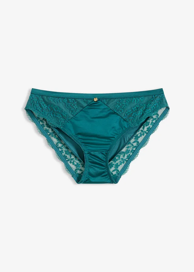 Slip en polyamide brillant avec dentelle