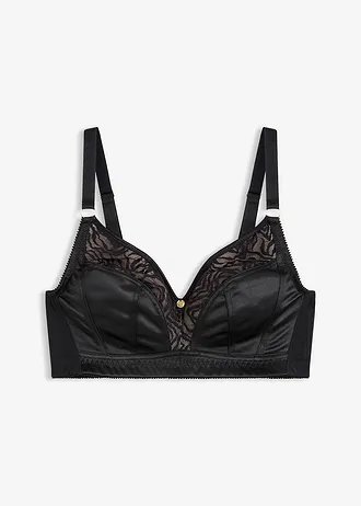 Bralette zonder beugel met fijn kant, Kleur: zwart