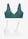 Bralette zonder beugels met katoen (set van 2), Kleur: pepergroen-wit