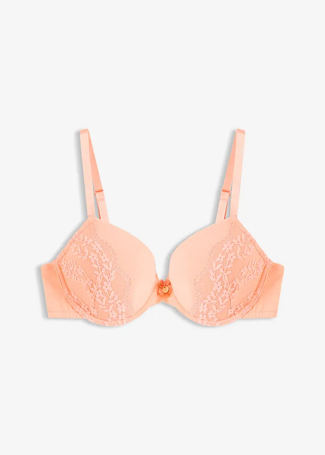 Soutien-gorge à coques et armatures, coton et dentelle • orange papaye • Boutique bonprix
