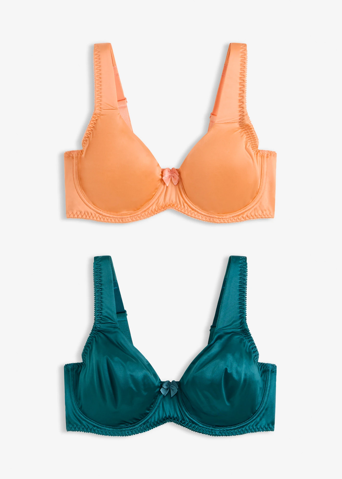 T-shirt bh met beugels en glanseffect (set van 2) • pepergroen+soft papaya • bonprix online shop