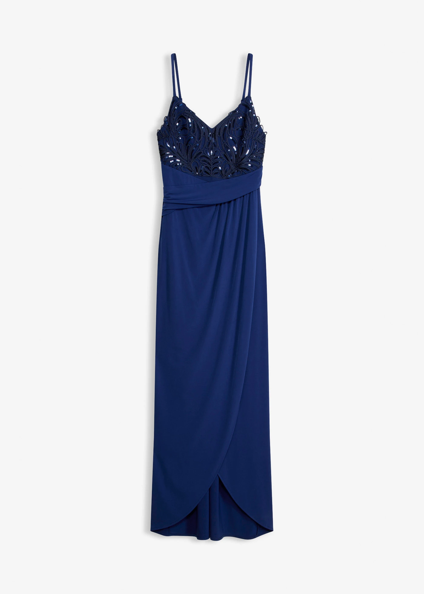 Robe de soirée avec dentelle et sequins brodés • bleu nuit • Boutique bonprix