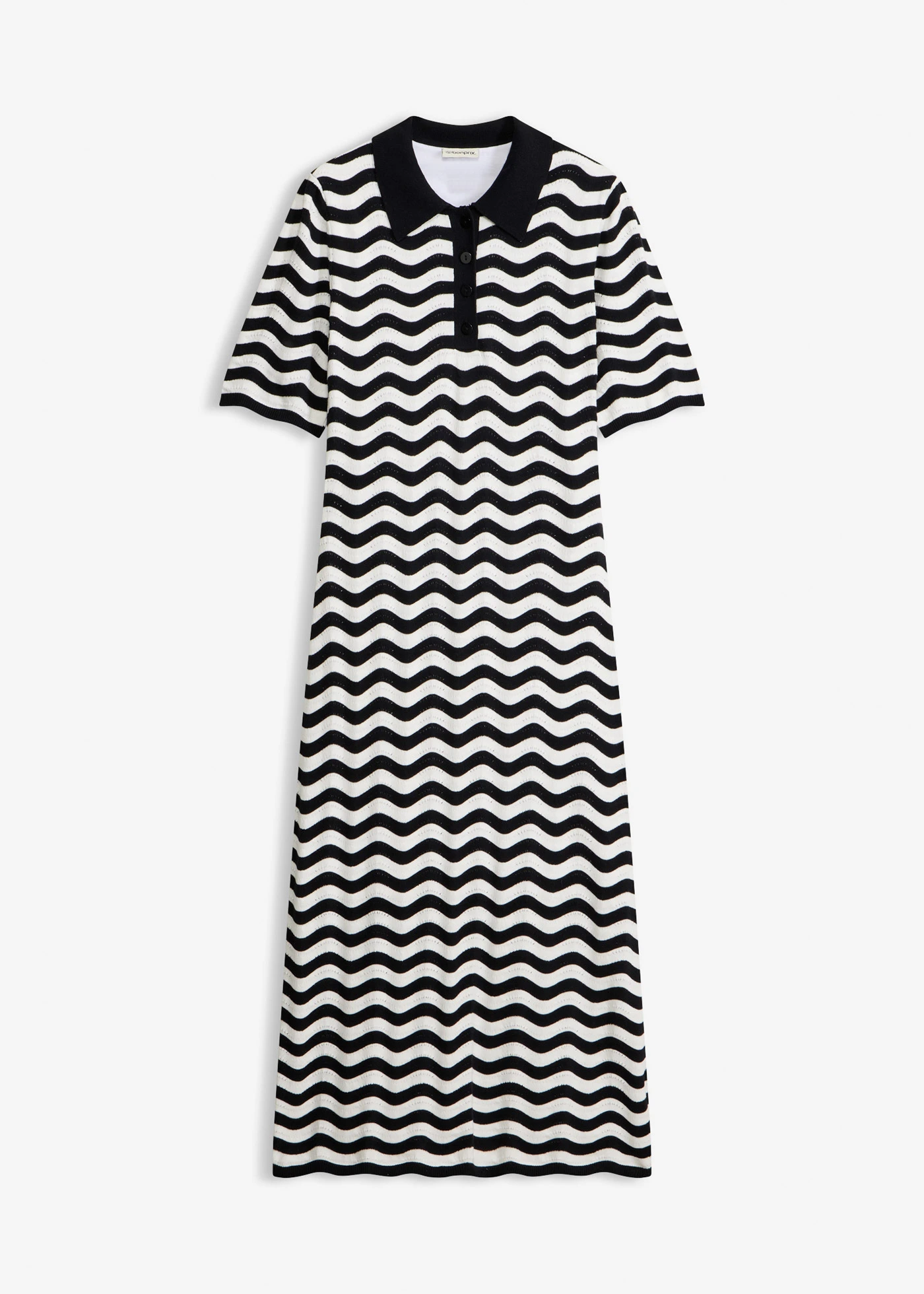 Robe en maille 100% coton • noir/blanc • Boutique bonprix