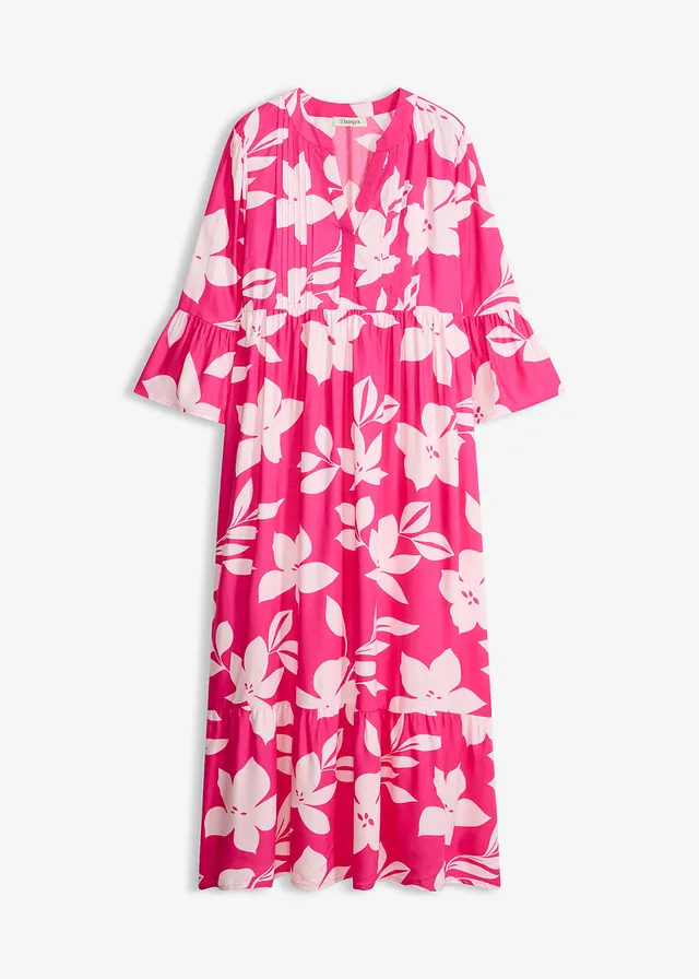 Rochie maxi din viscoză fluidă • roz-pinklady/roz deschis cu flori • magazin bonprix