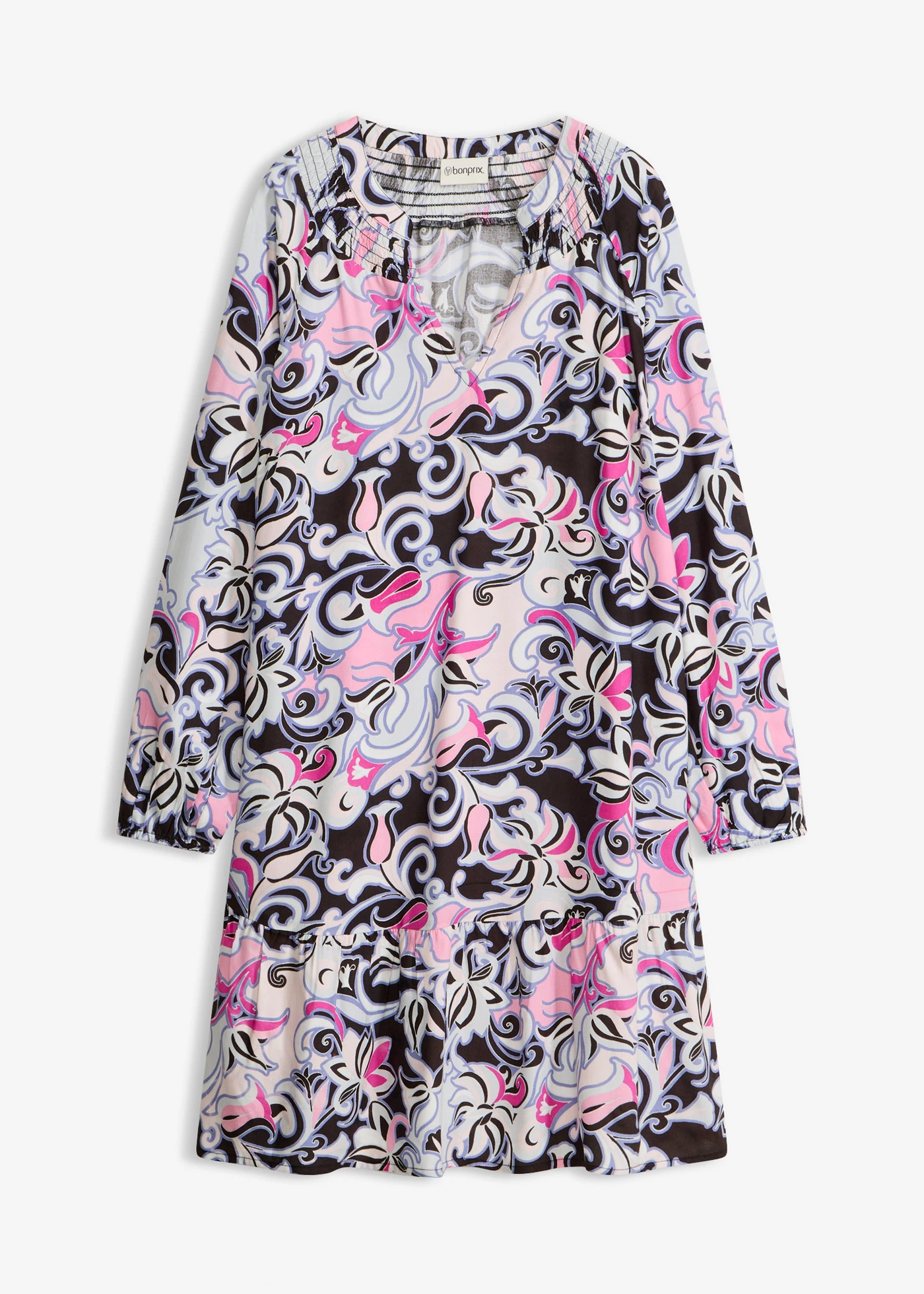 Robe-tunique en viscose fluide • noir imprimé • Boutique bonprix