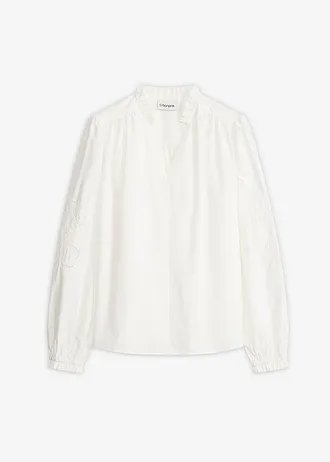 Katoenen tuniek met broderie anglaise