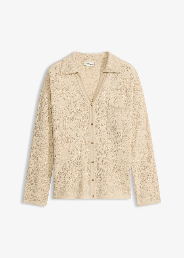 Gilet en maille ajourée avec fil brillant