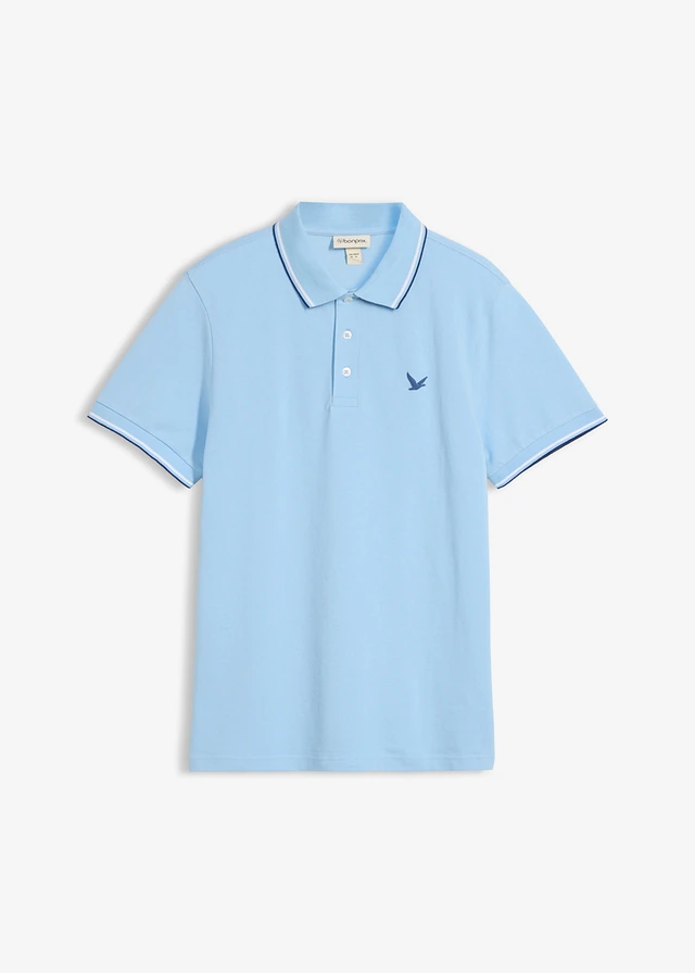 Piqué poloshirt van biologisch katoen, Kleur: lichtblauw