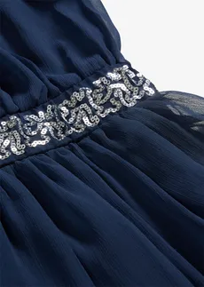 Šifonové šaty s flitrovým páskem, barva: tmavě modrá