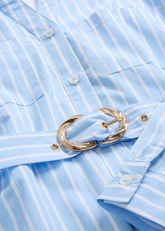 Sukienka szmizjerka z czystej bawełny • jasnoniebiesko-biały w paski • sklep bonprix