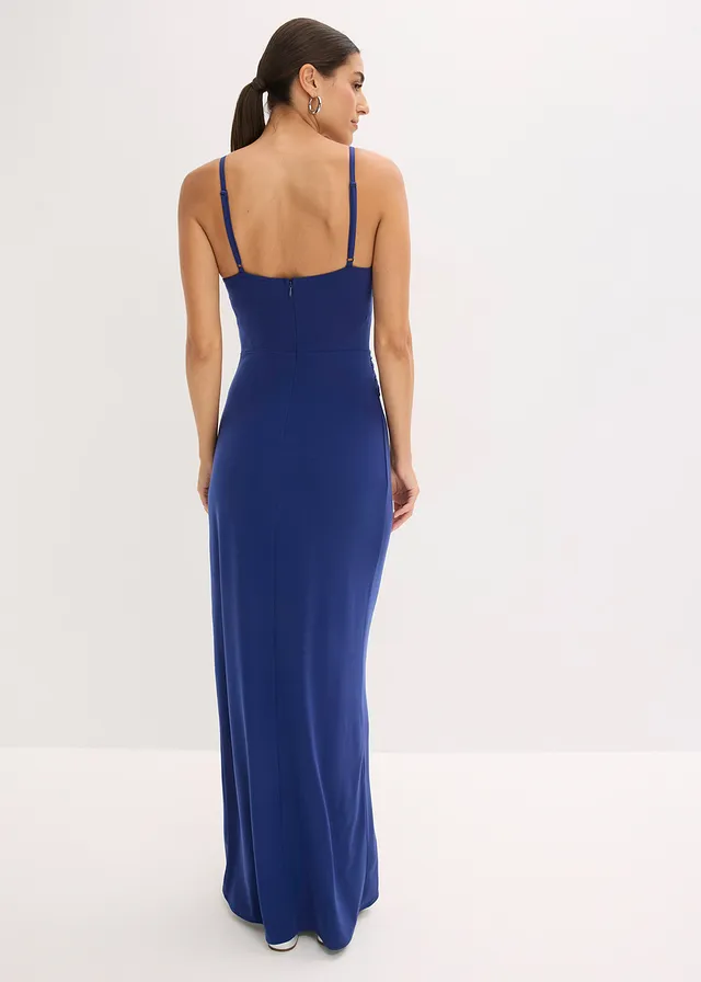 Robe de soirée avec dentelle et sequins brodés, Couleur: bleu nuit