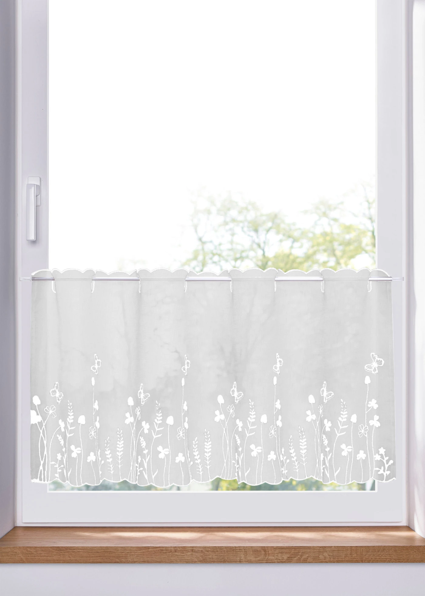 Brise-bise à broderie florale • blanc-blanc • Boutique bonprix