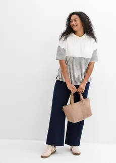 Sweat à capuche, Couleur: blanc cassé/bleu foncé rayé