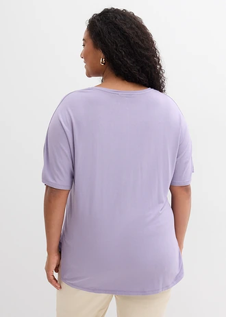 Longshirt in een fijne viscosemix, Kleur: rookviolet
