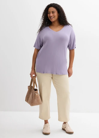 Longshirt in een fijne viscosemix, Kleur: rookviolet