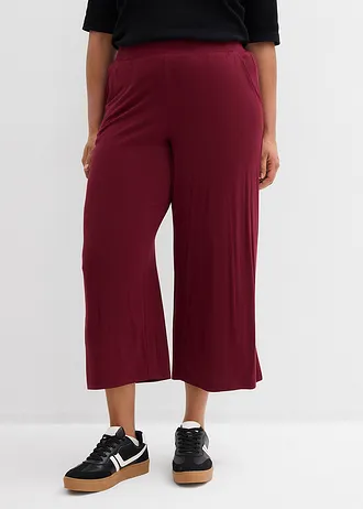 Pantalon fluide en jersey viscose, longueur 7/8, Couleur: rouge érable