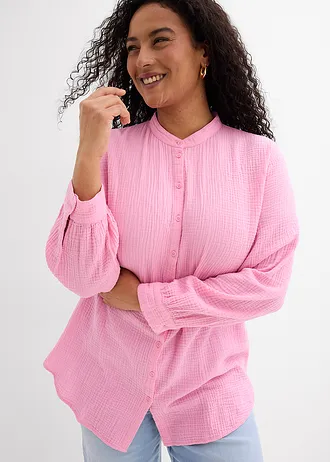 Chemisier long en gaze de coton, Couleur: rose