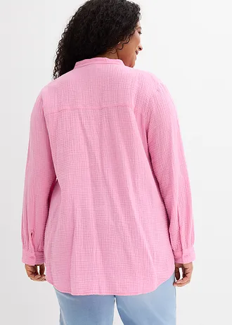 Chemisier long en gaze de coton, Couleur: rose