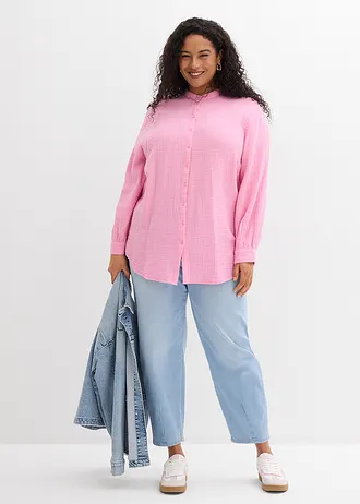 Chemisier long en gaze de coton, Couleur: rose