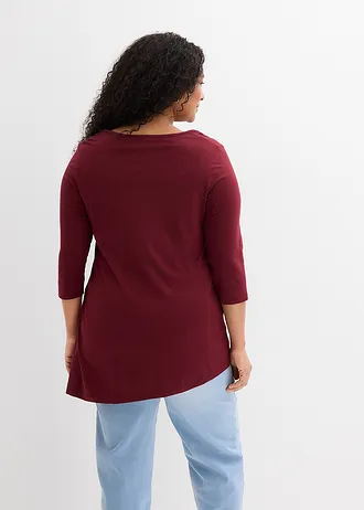 Longshirt in een katoen-viscosemix, Kleur: esdoornrood