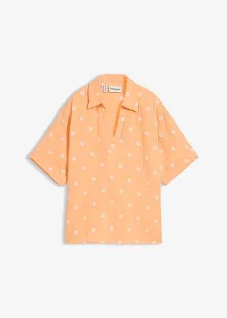 Blouse manches courtes en gaze de coton aérien • papaye floral • Boutique bonprix