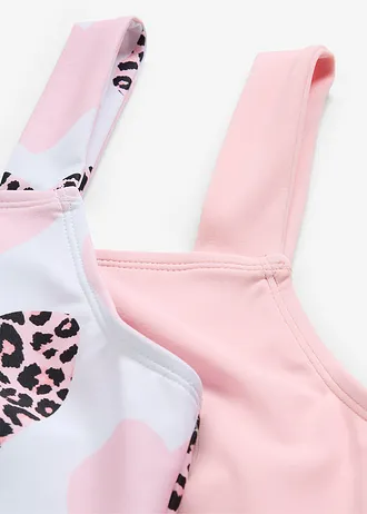 Badpak (set van 2), Kleur: wit met print+roze poudre