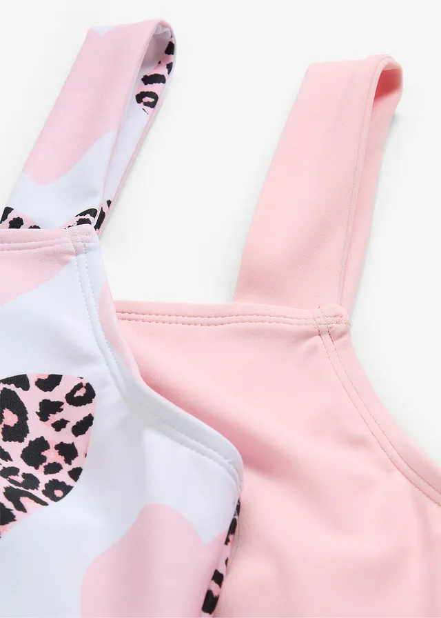 Badpak (set van 2), Kleur: wit met print+roze poudre